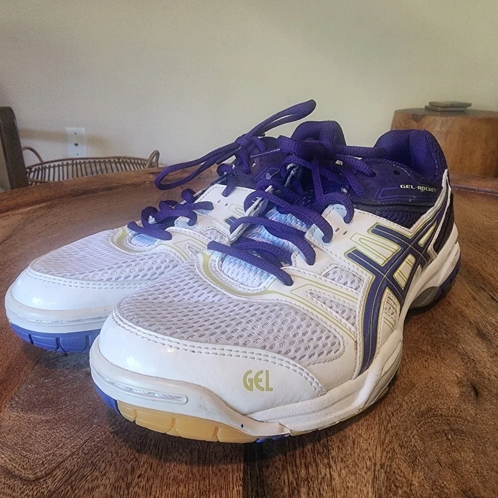 Asics Gel Rocket Volleyball Sneakers B455N Purple Mesh Lace Up Shoes Womens 9.5